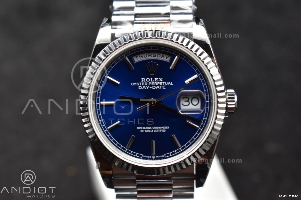 President 672 Edition Steel QF DayDate 36 904L on Blue SS Dial (Gain Packable vr3255 Best V5 Bracelet Weight) 0820